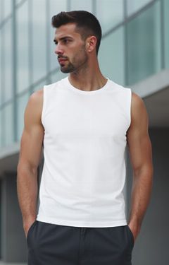 Camiseta manga cava elástica de corte slim Nappa