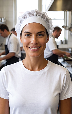 Gorro de rede branca para alimentação Croissant