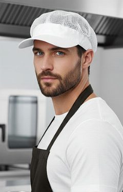 Touca de cozinha com rede e pala Masala